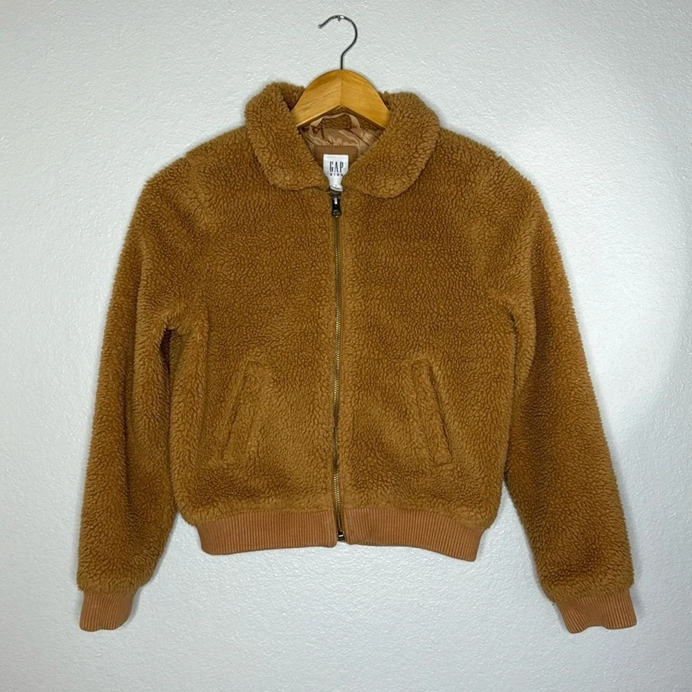 GAP Kids Large Camel Color Sherpa Style Zip Up Jacket